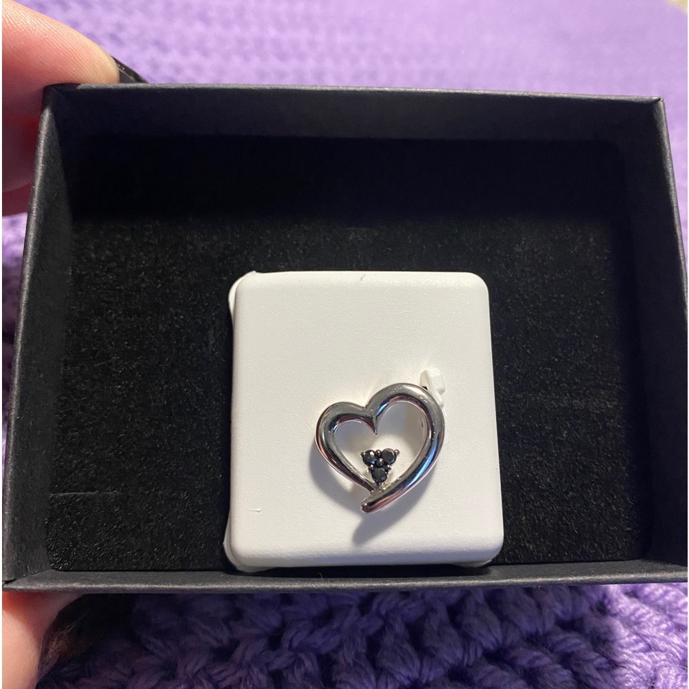 NEW Black Diamond Sterling Silver Heart Pendant